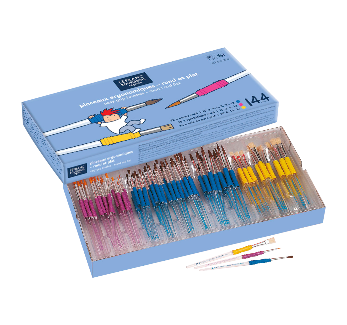 Set of easy-grip brushes – round and flat
