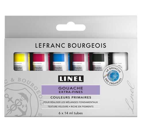 Linel extra fine gouache set – Primary colours