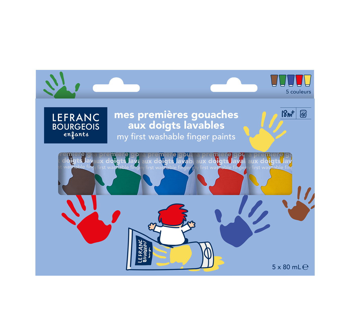 Lefranc Bourgeois Kids my first washable finger paints classic colours