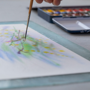 Applying colours Painting a tree with watercolour tutorial Lefranc Bourgeois