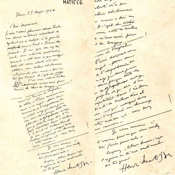 Archives Lefranc Bourgeois, lettre de Matisse