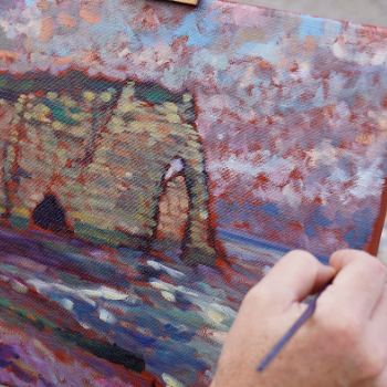 Painting a landscape with oil